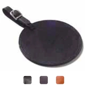 Circle - Leather Luggage Tag With Privacy Flap And Easy Insert Slot For Business Cards