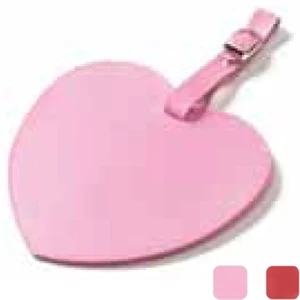 Heart Shaped, Colored Leather Oversized Luggage Tag With Large Decorating Area