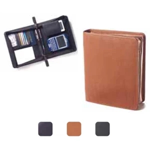 Super Clutch - Leather Clutch, Zip Opens To Jotter, Cell Phone Pocket, Pda Slot And Pen Loops