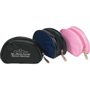 Graceful - Contrasting Imitation Leather And Nylon Zippered Cosmetic Bag, Closeout