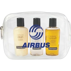 Neutrogena - Clear Bag With Zipper, Includes 2 Oz. Travel Size Shampoo, Conditioner And Bath Gel
