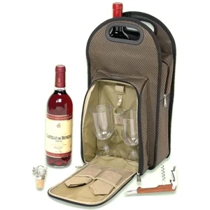 Picnic Wine Cooler Set For 2 Made With Dual Tone 1200 Denier Polyester And Pvc