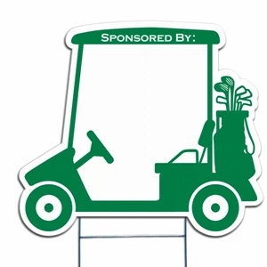 Golf Cart Shaped, Tournament Yard Sign With Two 24" Yard Stakes, 24" X 24"