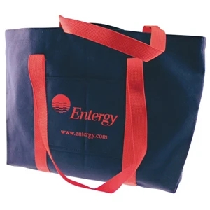 Pocket Tote Bag - 14"x11"x3", 10 Oz. Colored Duck Tote With 6"x5-1/2" Small Pocket
