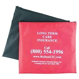 Memorial - Nylon Portfolio With Black Nylon Zipper, Black Stitching And Seamed Bottom
