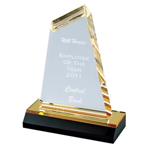 Optima - Clear Award With Black Acrylic Base With Gold Mirror, W 4" X 6"