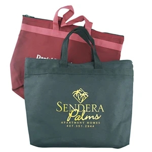 Colored Duck Zippered Tote Bag With Black Nylon Zipper, W 14" X 11" X 3" Gusset