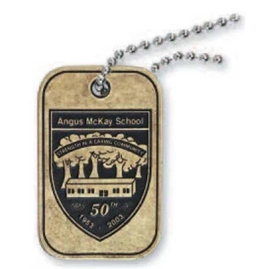 Econo - Custom Shape Dog Tag With Automated Antique Finish And Ball Chain