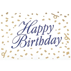 Happy Birthday With Confetti In Background - Everyday Birthday Note Card, 3 1/2" X 5"