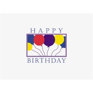 Happy Birthday With Balloons In A Border - Everyday Birthday Note Card, 3 1/2" X 5"
