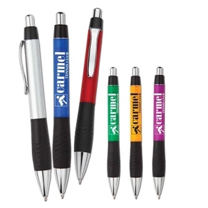 Professor Designer Series - Plastic Retractable Ballpoint Pen With Metal Pocket Clip And No-slip Rubber Grip