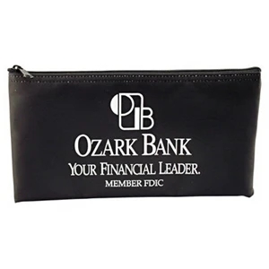 Standard Zippered Nyloglo Deposit Bag/organizer With Black Chain Stitches