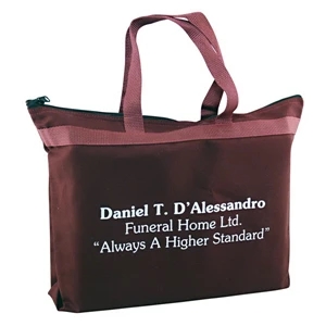 Polyester/vinyl Tote Bag With Zipper And Web Handles, W 14" X 11" X 3" Gusset