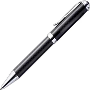 Kentfield - Twist Action Black Ballpoint Pen With Brass Cap And Carbon Fiber Barrel