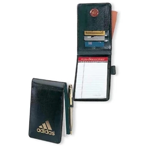 Atlantis - Black Leather Pocket Jotter Features Pockets For Cards And Memo Paper