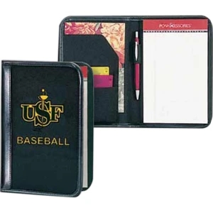 Classic Scenesetter - Black 600 Denier Polyester Canvas Junior Padfolio With A 5" X 8" Ruled Note Pad