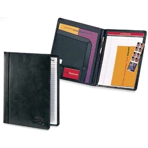 Concord - Black Cowhide Leather Padfolio With A Full Size Storage Pocket With Matching Trim