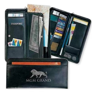 Rendezvous - Pu Leather Travel Passport Zippered Case With Many Organizer Pockets