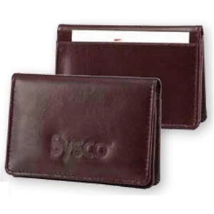 Atlantis - Burgundy Bond Leather Business Card Holder Case. Gusseted Card Pocket Holds 40 Cards