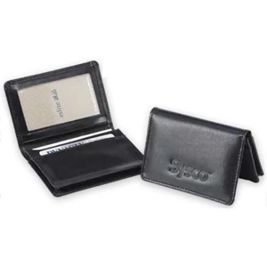Atlantis - Black Bonded Leather Business Card Holder Case With Gusseted Pocket Holds 40 Cards