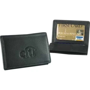 Business Card Holder - Full Grain Leather Business Card Holder Case With Gusseted Pocket To Hold 40 Cards