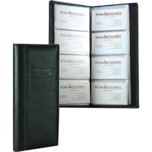 Signature - Full Grain Cowhide Leather 4-row Business Card Holder Case. Hold 96 Business Cards