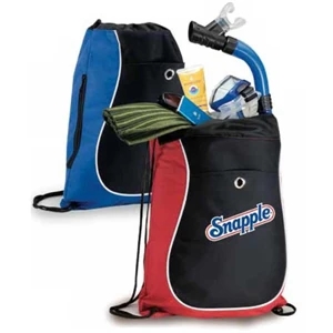 Street-smart - Royal Blue Drawstring Bag With Full-size Front Pocket And Metal Ear-bud Grommet
