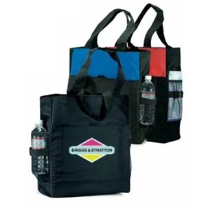 Bayside - Black - Polyester Canvas Tote Bag Features Front Velcro (r) Snap On Pouch