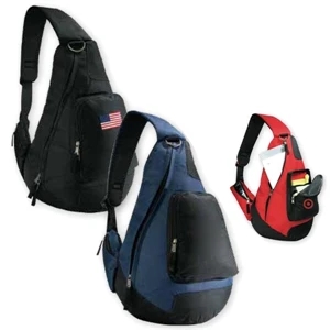 Forerunner - Black - Sling Shoulder Backpack With Side Loading Zippered Main Compartment