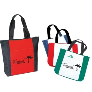 Two-tone Zippered Tote Bags With Zippered Closure And Large 22 Inch Carrying Handles