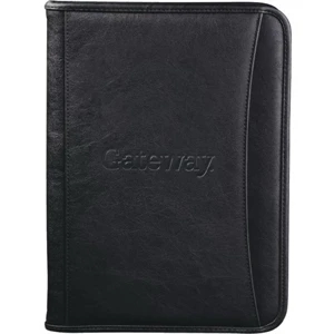 Oxford - Zippered Simulated Leather Padfolio With Front Pocket And 8 1/2" X 11" Writing Pad