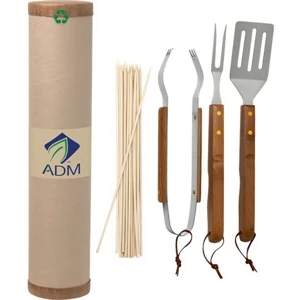 Homestyles (tm) Eco - Utensil Eco-friendly Bbq Set Constructed Of Stainless Steel And Bamboo