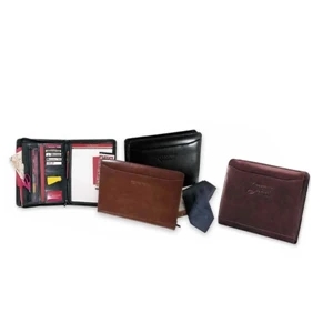 Atlantis - Black - Leather Portfolio Features Pop Up, Self Adhering Note Holder, And Standard Note Pad