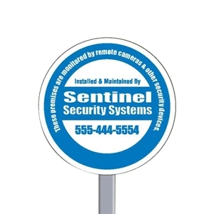 9" Diameter Circle Reflective Security Yard Sign Made Of White Polyethylene