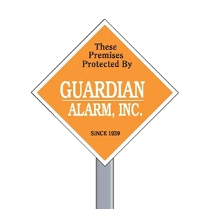 9" X 9" Diamond Reflective Security Yard Sign Made Of White Polyethylene