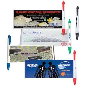 Laminated Paper Banner - Retractable Message Pen With 2 5/8" X 6" Pull Out Banner