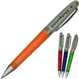 Bullet Pen - Pewter Plated Brass Twist Action Ballpoint Pen With Acrylic Bottom Barrel