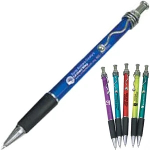 Twist - Translucent Retractable Ballpoint Pen With Chrome Plated Clip And Rubber Grip