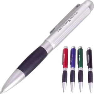 Twist Retractable Ballpoint Pen With A Brushed Finish And Soft Grip Shaft