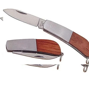 Stainless Steel Pocket Knife With Single Straight Blade, Solid Walnut Trim