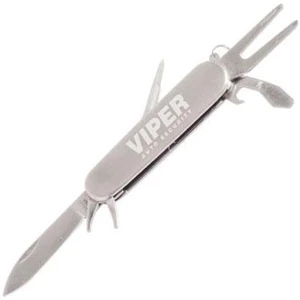Golfer's Stainless Steel Pocket Knife With Golf Implements And Key Chain