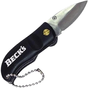 Black Handled Pocket Knife With 2" Stainless Steel Locking Blade And Led Light