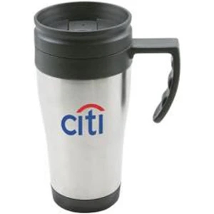 Stainless Budget Mug With A Plastic Liner And Comfortable 4-finger Handle, 14 Oz