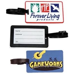 2-d Design. - Custom Pvc Laser Cut Full Color Vinyl Bag Tag With White Address Insert Card