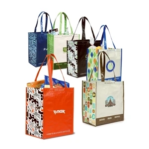 Royal Blue - Laminated 100% Recycled Pet Fabric Shopper Bag With Pattern
