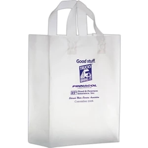 Clear Frosted Soft Loop Shopper Bag w/ Insert - Foil Stamp