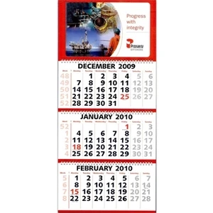 Four Panel Wall Calendar With Three Months At A Glance And Deluxe Wire-o Binding
