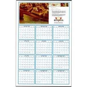 Custom Color 22" X 34", 100 Lb. Gloss Enamel, Year On A Page Wall Calendar