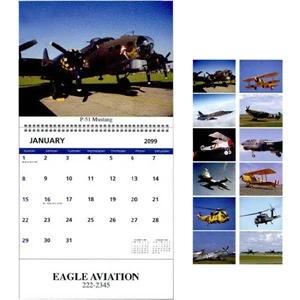 Spiral Bound Photo Calendar With Memo Blocks And 12 Military Aircraft Scenes