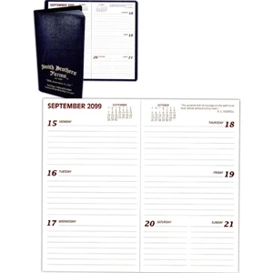 Week-in-view Pocket Planner Calendars With Gold Hot Stamped Black Vinyl Cover